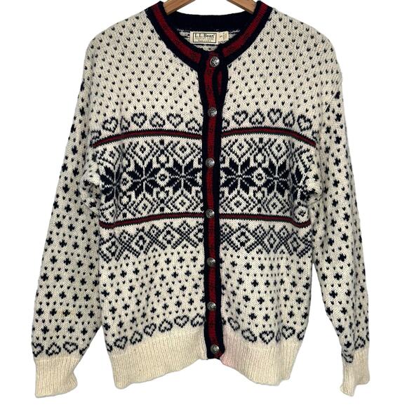 Vintage LL Bean Nordic Fair Isle Wool Sweater Size Small - Picture 1 of 12